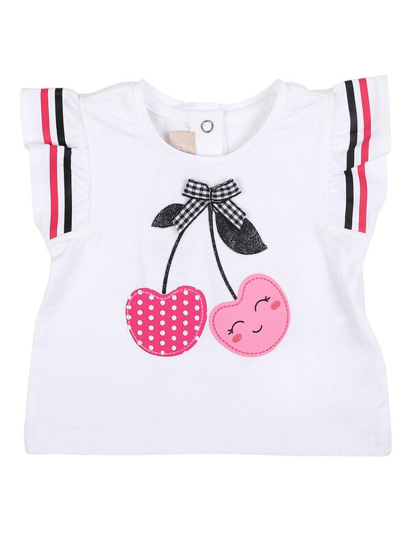 Girls White Short Sleeve Knitted T- Shirt image number 0
